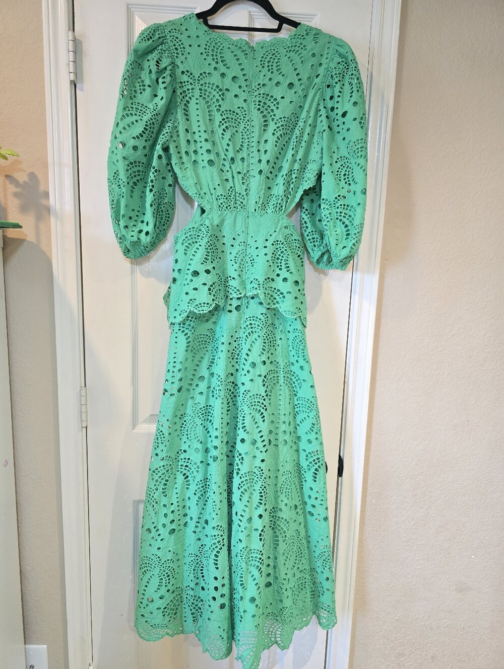 Farm Rio Green Richelieu Cutwork Midi Dress Size Small - Picture 5 of 14
